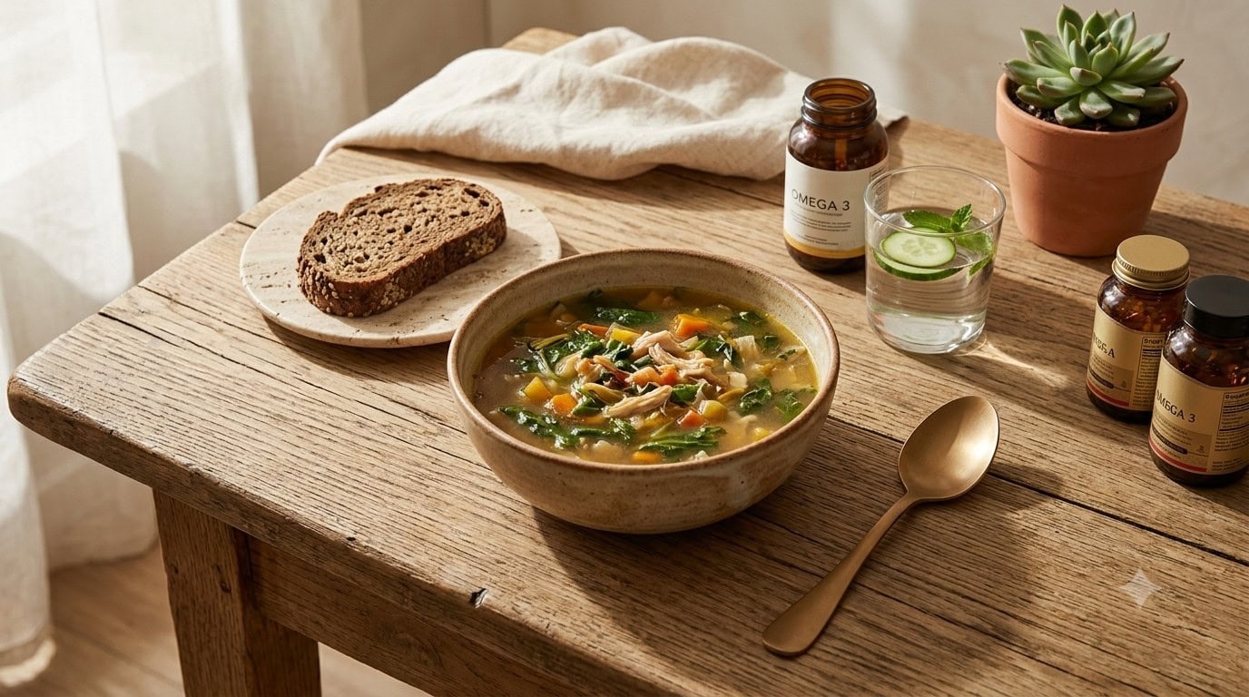 Repas nourrissant préparé à l'avance pour le post-partum