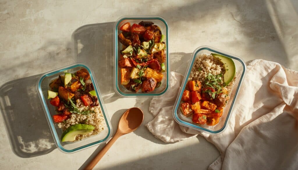 Batch cooking post-partum : repas sains préparés et prêts à congeler en lunch box — holi-mama